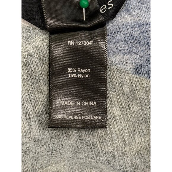 Ali Miles Womens Tunic Button-Up Top Abstract Blue White Lagenlook Size XL - Picture 7 of 8